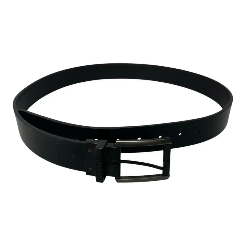 Guess Belt Men’s Reversible Sz 34-36 Syn Leather Black/Brown Gunmetal Buckle